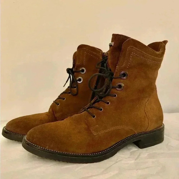 MJUS Women’s Tan Brown Suede Lace Up Side Zip “Gabor” Ankle Bootie Size 8.5 l 39 - Picture 2 of 11